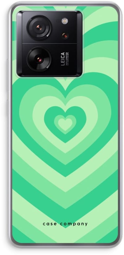 Case Company® - Hoesje geschikt voor Xiaomi 13T Pro hoesje - Hart Groen - Soft Cover Telefoonhoesje - Bescherming aan alle Kanten en Schermrand