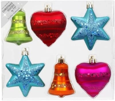 6x Kunststof kersthangers/kerstballen figuurtjes gekleurd 9 cm - Onbreekbaar - Kerstboomversiering kerstornamenten