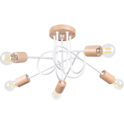 Sollux Lighting Kroonluchter Ember - E27 - wit/natuurlijk hout - staal/hout - 26x15x61cm