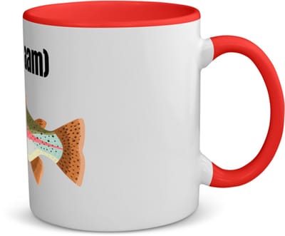 Akyol - vis met eigen naam koffiemok - theemok - rood - Vis - vissen liefhebbers - iemand die houdt van vissen - verjaardag - cadeau - kado - 350 ML inhoud