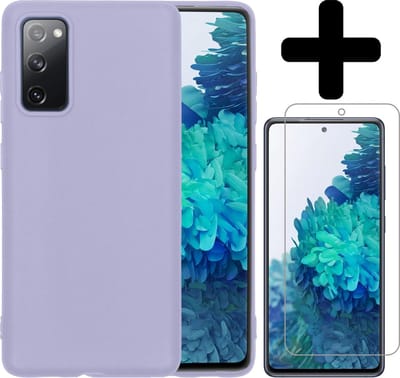 Hoesje - Met Screenprotector - Geschikt voor Samsung Galaxy S20 FE - Sterk & Shockproof - Telefoon Hoes - Back Cover - Siliconen Case - Telefoonhoes - Lila