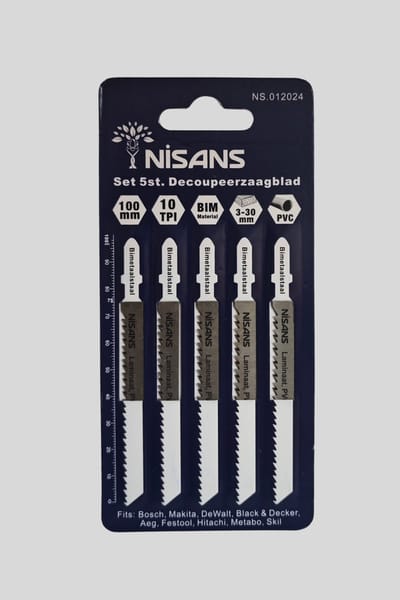 Nisans Decoupeerzaagblad T101BF 5 stuks - Decoupeerzaagbladen - Zaagblad 100 mm - Bimetaal zaagblad - Multimateriaal zaagblad