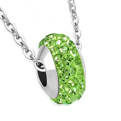 Montebello Ketting Maya Green - 316L Staal - Shamballa - 10x6mm - 45cm