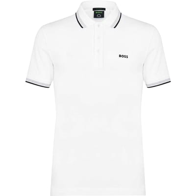 Boss Herenpoloshirt ‘Paddy’ met contrasterende boorden (Wit)