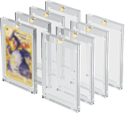 Allecto Plus - Magnetische kaarthouder 8 stuks 35PT UV-kaarten en verzamelkaarten sleeves beschermer - Toploader magnetische kaarthouder voor speelkaarten