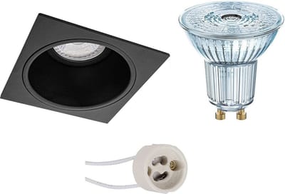 LED Spot Set - LEDVANCE Parathom PAR16 940 36D - Pragmi Minko Pro - GU10 Fitting - Dimbaar - Inbouw Vierkant - Mat Zwart - 3.4W - Natuurlijk Wit 4000K - Verdiept - 90mm