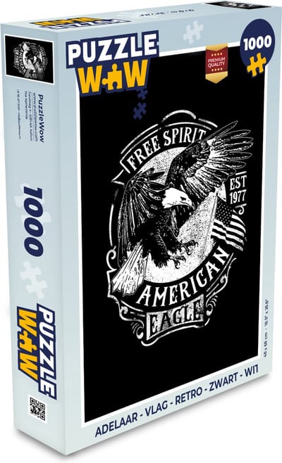 Puzzel Adelaar - Vlag - Retro - Zwart - Wit - Legpuzzel - Puzzel 1000 stukjes volwassenen
