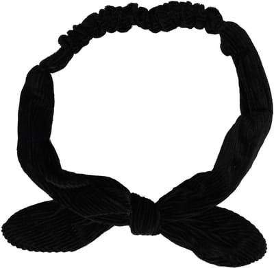 Haarsoires Haarband Knoop – Strikje met IJzerdraad – Velvet Ribstof – Zwart