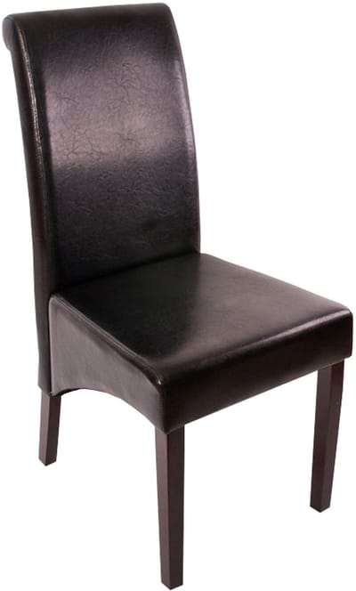 Set van 6 eetkamerstoelen Keukenstoel Stoel M37 ~ leer, zwart, donkere poten