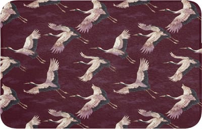 Badmat 80x50 cm - Antislip - Kraanvogels - Klassiek - Bordeaux - Badmatten voor badkamer - Badkamermat - Douchemat - Badkamer mat