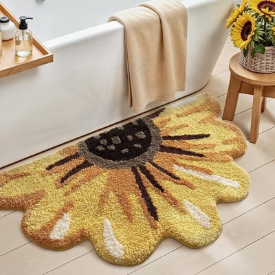 Zachte en Absorberende Badmat 51x91cm met Bloemen, Antislip en Wasbaar voor Douche en Badkamer