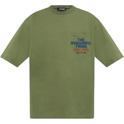 Dsquared2 Pocket Logo Print Saliegroen T-shirt