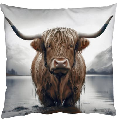 Sierkussens - Kussentjes Woonkamer - 50x50 cm - Schotse hooglander - Water - Nat