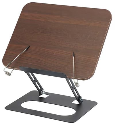 Dailygoods- Boekenstandaard Verstelbaar - Houten Kookboekstandaard - Opvouwbaar - Boekenhouder - Elastische Paginaklemmen - Ideaal voor Leescomfort