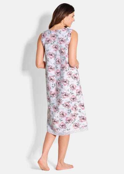 Twee nachthemden van puur katoen - wit / roze / gedess. - Gr. 38 van Goldner Fashion
