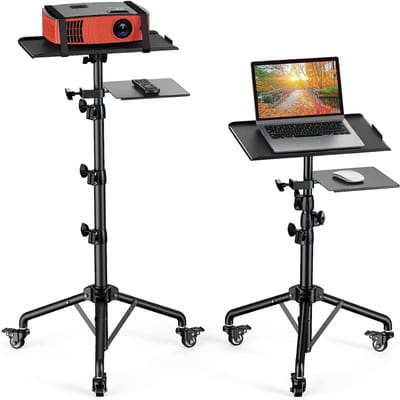Projector Statief – Beamer Statief Met Laptop Verdieping – Verstelbaar Standaard – Met Wieltjes - Zwart