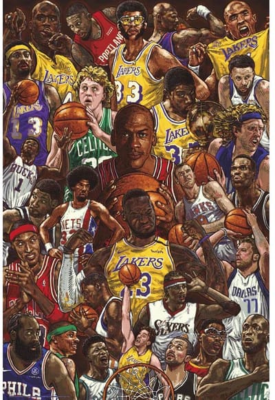 Basketbal poster - Michael Jordan - Dennis Rodman - Kobe Bryant - Sport - collage - 61 x 91.5 cm