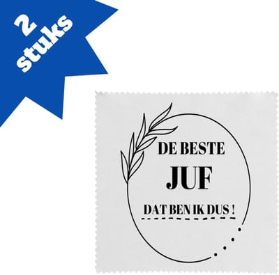 Akyol - beste juf dat ben ik dus brillendoekjes - Juf - leraressen - collega's - verjaardag - afscheidscadeau - geschenk - kado - 17,8 bij 17,8 cm - 2 stuks