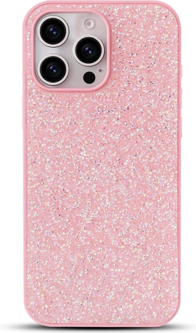 Casemania Hoesje Geschikt voor Apple iPhone 16 Pro - Roze - Diamant Glitter Back Cover