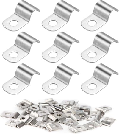 Set van 50 metalen slangklemmen voor bevestiging, geschikt voor slangen, kabels en kleine buizen, diameter 6 mm, roestvrij staal, duurzame klemmen voor diverse toepassingen