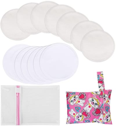 Dailygoods- Borstkussens 14 Stuks - Herbruikbare Bamboe Borstkussens - Wasbare Pads - Hypoallergene Kussens - Waterdichte Laag - Inclusief Opbergtas - Voedingspads