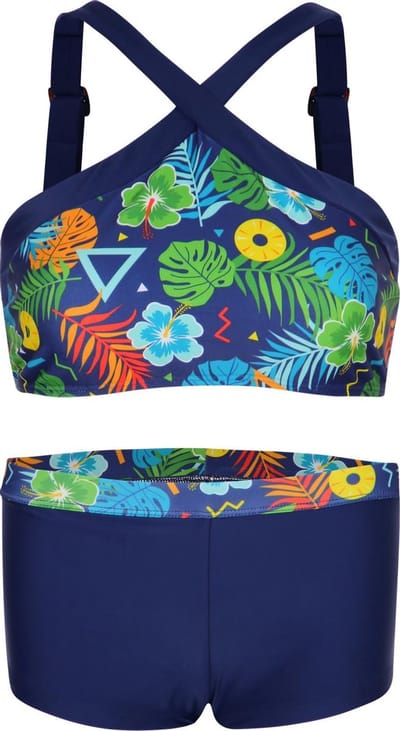 Bikini hipsterbroekje en croptop met brede bandje Tropical flowers 128-134