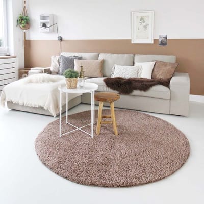 Rond hoogpolig vloerkleed - Shaggy Trend mokka 80