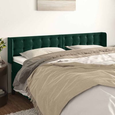 vidaXL - Hoofdbord - met - randen - 163x16x78/88 - cm - fluweel - donkergroen