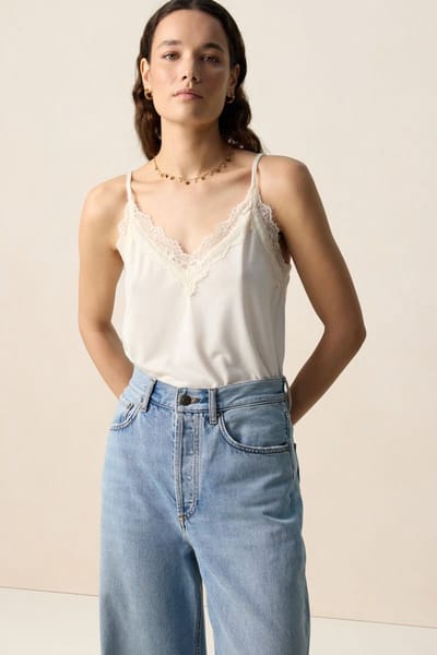 Sissy-Boy - Wit singlet met kant