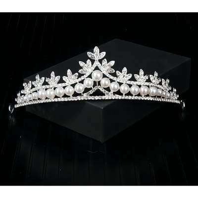 Couronne de Tête Élégante en Perles et Cristal Style Coréen pour Mariées Accessoires de Robe de Mariage Fêtes d'Anniversaire de Mariage Accessoires de Cheveux et Couronnes black