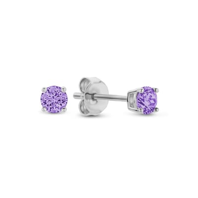 New Bling 9NB-1148 Zilveren Oorknopjes met Zirkonia Steentje 3mm - Paars - Rhodium - Zilver