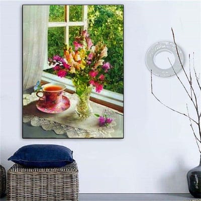 Présentoir complet de broderie diamant au point de croix, strass, broderie florale, peinture diamant 20X30CM black