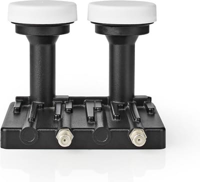 Nedis LNB - Twin Monoblock 6° - Apparaat stroomoutput: 2x F-Connector - Ruisbereik: 0.85 dB - Conversiewinst: 52 - 67 dB - Zwart - Geschikt voor: Astra+ / Hotbird