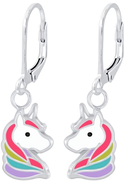 Joy|S - Zilveren eenhoorn oorbellen - multicolor unicorn - leverback sluiting