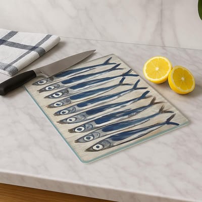 Asir - Snijplank - Veelkleurig - 100% gehard glas (dikte: 4 mm) - 31 x 3 x 41 cm