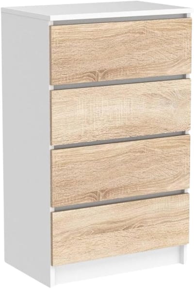 ApexArte® Dressoir Kasten - Ladekast - Buffetkast Industrieel - Hout - Natuurlijk en Wit