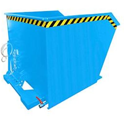 Bauer GU-E 1000 kipcontainer, met zeefplaat & aftapkraan, olie-/waterdicht, geschikt voor vorkheftrucks, B 1280 x D 1640 x H 780 mm, lichtblauw RAL 5012