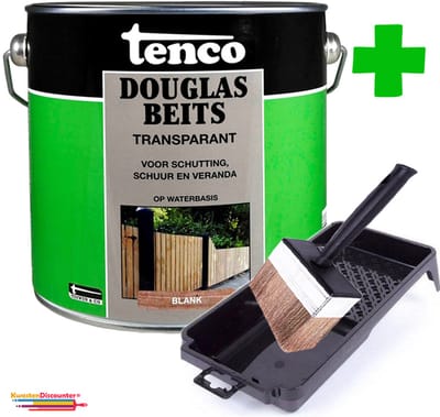 Tenco Douglas Houtbeits Transparant Blankset 2.5L + GRATIS KD Beits Blokkwast & Verfbak 15 cm x 29 cm