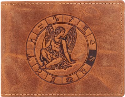 Greenburry - Vintage Lederen Heren Portefeuille Met Maagd Sterrenbeeld