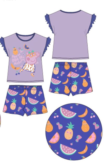 Peppa Pig Pyjamaset Katoen Paars Maat 98