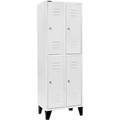 Schäfer Shop Select Kledinglocker, 2 x 2 compartimenten, 300 mm, met poten, cilinderslot, deur lichtgrijs