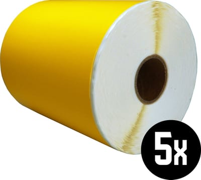 DULA Compatible Zebra Labels 102x152mm - 300 etiketten per rol - kern 25mm - Geel - Permanent - 5 rollen