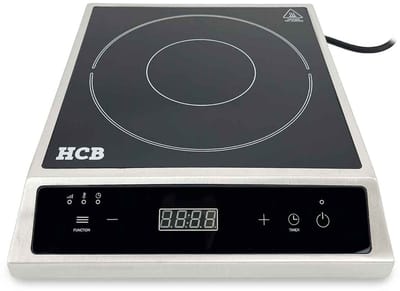 HCB® - Professionele Horeca Inductie kookplaat - 2,7 kW - 230V - Elektrische RVS / INOX kookplaat - 36.8x32x8.4 cm (DxBxH) - 4 kg - 9208
