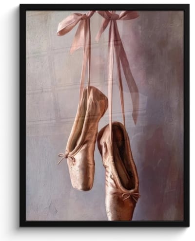 Poster in lijst - Fotolijst 50x70 cm - Posters - Balletschoenen - Satijn - Aardetinten - Posterlijst zwart - Decoratie - Wanddecoratie woonkamer - Muurdecoratie slaapkamer