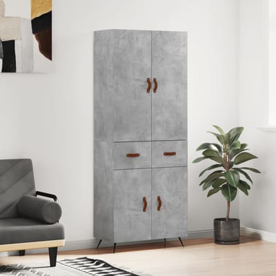 vidaXL - Hoge - kast - 69,5x34x180 - cm - bewerkt - hout - betongrijs