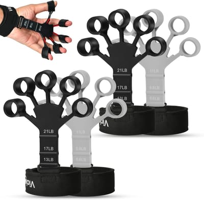 Vingertrainer voor het versterken van vingers en polsen, verstelbare siliconen vingerversterker met polsbeschermer voor optimale grip en krachttraining