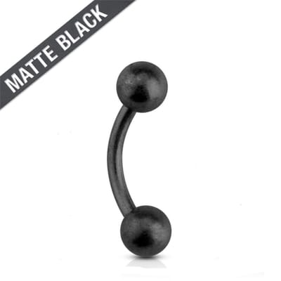 Piercing curved mat 1.2x6x4 - zwart - LMPiercings
