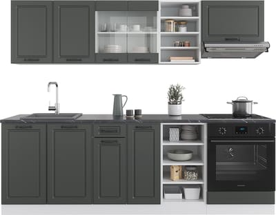 Vicco R-Line Complete keukeneenheid – 240 cm zonder werkblad Antraciet landhuis/wit
