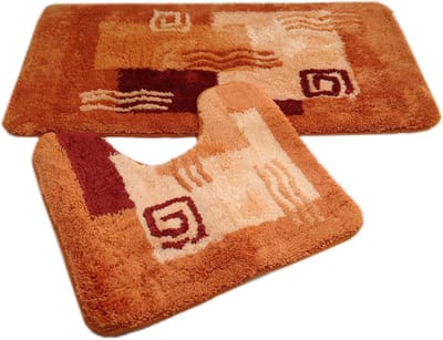 Famanu – 2 - Delige badmatset - badmat - Milaan - terra met uitsparing - afmetingen: 50 x 90 cm - 50 x 45 cm - 100% polyacryl - antislip - wasmachinebestendig