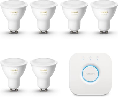Philips Hue Starterspakket - GU10 - met 6 Spotjes - Warm tot Koelwit Licht - Incl. 1 Hue Bridge - Hue White Ambiance